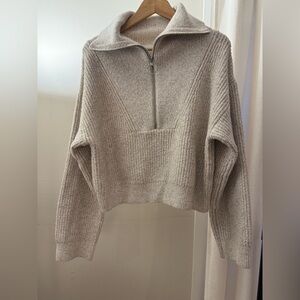 H&M half zip jumper - sand - size small